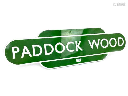 A SOUTHERN RAILWAYS ENAMEL TOTEM - PADDOCK WOOD