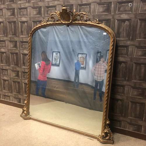 A VICTORIAN OVERMANTEL WALL MIRROR