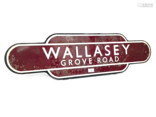 A MIDLAND RAILWAYS ENAMEL TOTEM - WALLASEY (Grove Road),