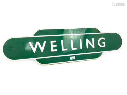 A SOUTHERN RAILWAYS ENAMEL TOTEM - WELLING