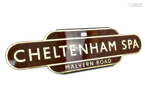 A WESTERN RAILWAYS ENAMEL TOTEM - CHELTENHAM SPA (Malvern Road)