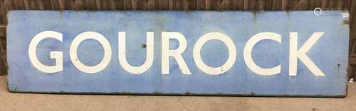 A SCOTTISH RAILWAYS LARGE RUNNING IN ENAMEL SIGN - GOUROCK