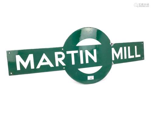 A SOUTHERN RAILWAYS ENAMEL TARGET SIGN - MARTIN MILL