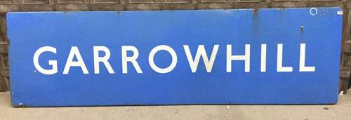 A SCOTTISH RAILWAYS LARGE RUNNING IN ENAMEL SIGN - GARROWHILL