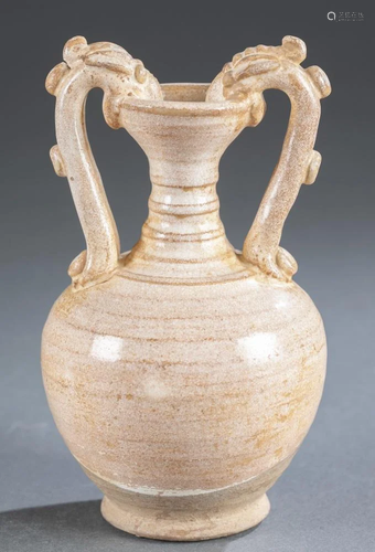 Chinese Tang dynasty style double-handle vase.