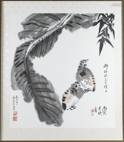 Chinese ink painting of birds, Shen Jing Xia.