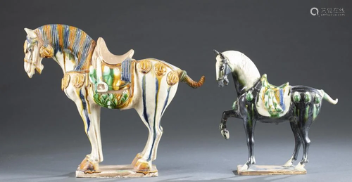 2 Chinese Tang dynasty style horses.