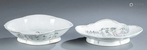 2 Chinese famille rose porcelain dishes, 19th c.