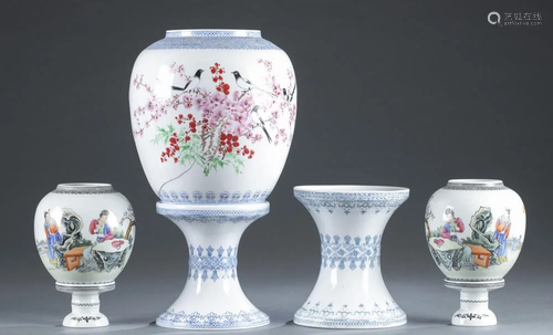 3 Jingdezhen Zhi porcelain lamps, 20th c.