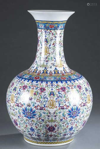 Large Chinese polychrome porcelain vase, 20…