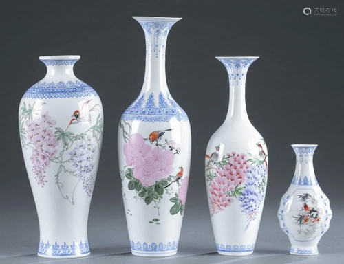 4 Jingdezhen Zhi eggshell porcelain vases, 20th…