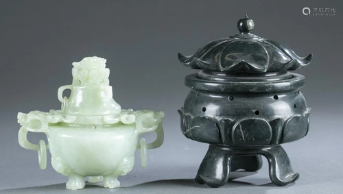 2 Chinese hardstone censers.