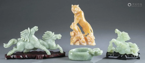 4 Chinese hardstone animal carvings.