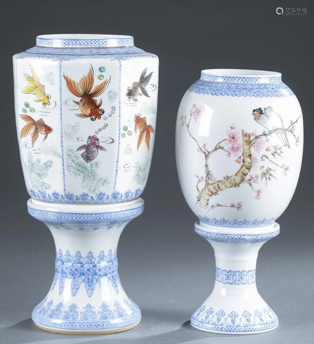 2 Jingdezhen Zhi porcelain table lamps, 20th c.