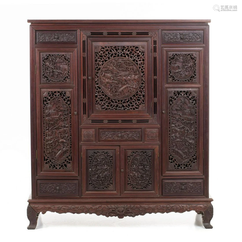 Chinese carved hogmu cabinet, Minguo