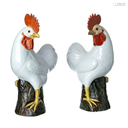 Roosters in chinese porcelain