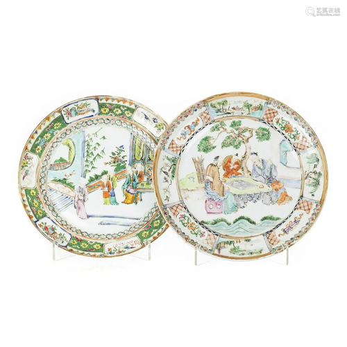 Two figural plates in Chinese porcelain, Minguo