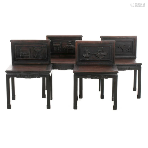 Four Chinese figural chairs, Guangxu