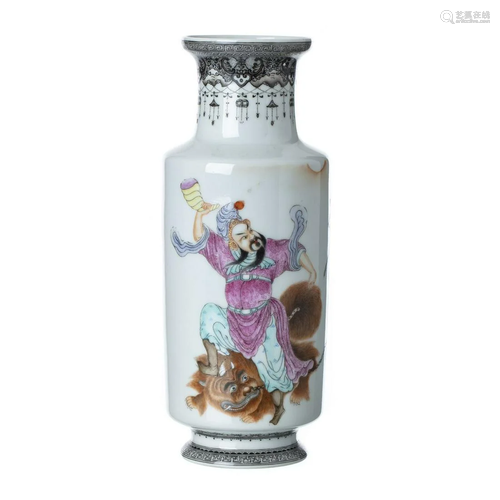 Chinese porcelain 'divinity with qilin' vase