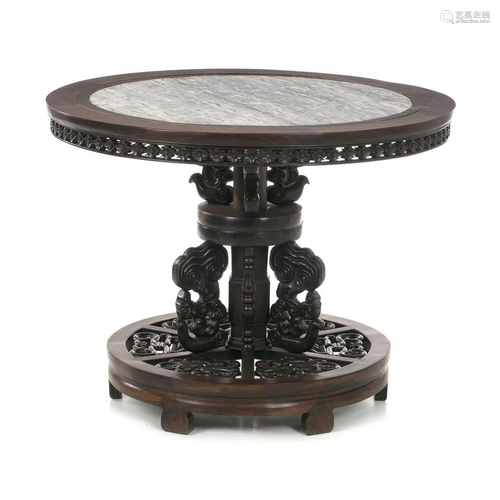 Chinese revolving hongmu table, Guangxu