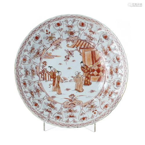 Chinese coral porcelain plate, Kangxi