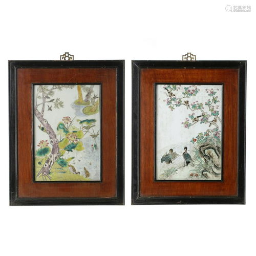 Pair of Chinese porcelain plaques, Republic