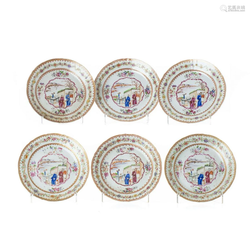 Six 'Mandarin' in Chinese porcelain, Qianlong