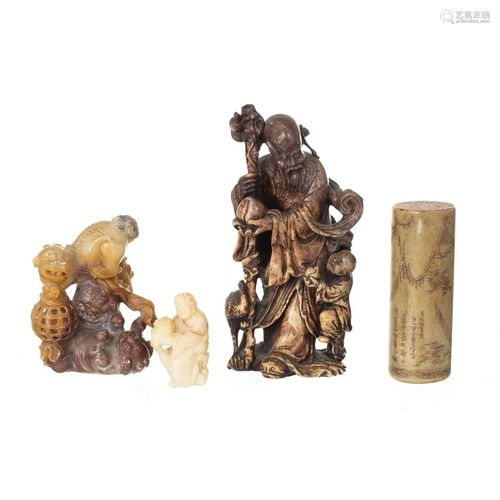 Four Chinese soapstone pieces