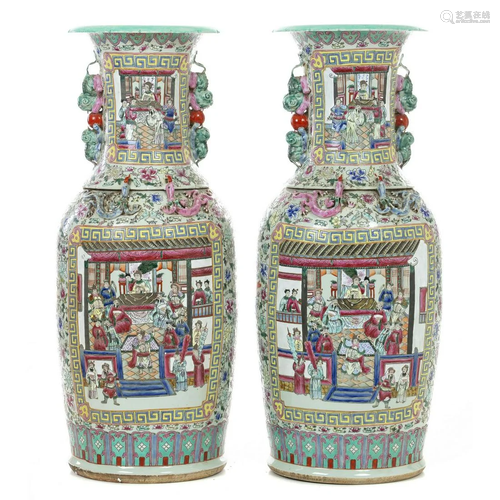 Pair of large porcelain vases from China