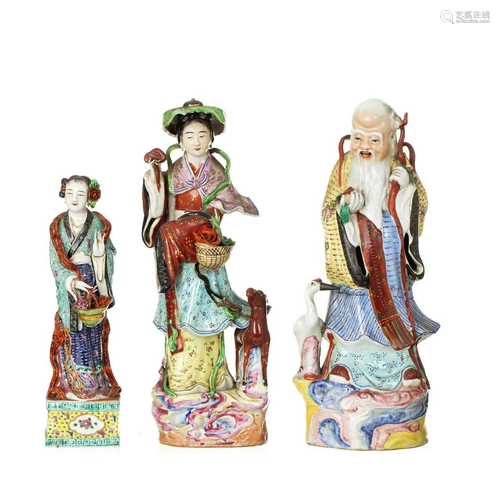 Three deities in Chinese porcelain