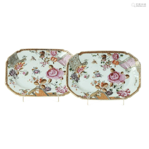 Pair of Chinese porcelain scroll platters, Qianl…