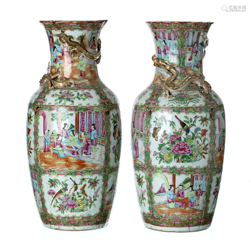 Pair of Chinese Rose medallion Porcelain Vases