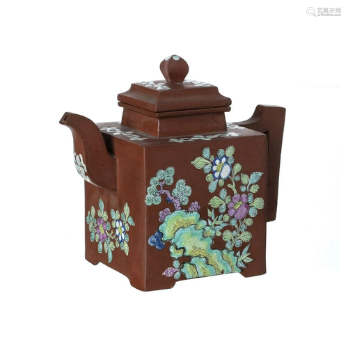 Chinese Yixing Ceramic square Teapot, Minguo