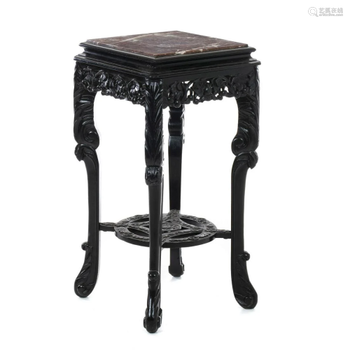 Chinese flower column table with marble, Minguo