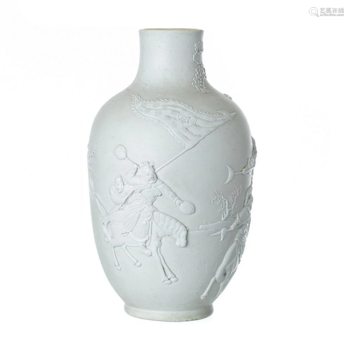 Large Chinese monochrome porcelain warrio…