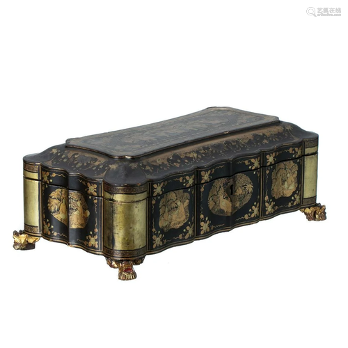 Chinese lacquer game box, 19th