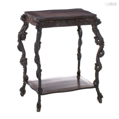 Chinese carved dragon side table