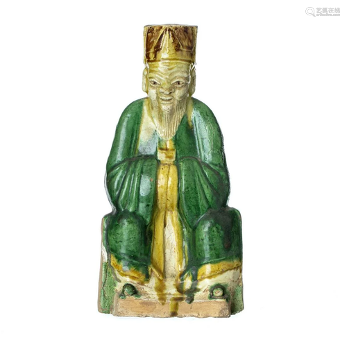 Sancai Ceramic dignitary figure, Ming