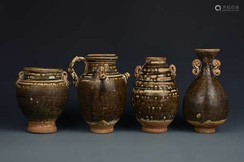 A GORUP OF POTTERY EWERS SONG DYNASTY