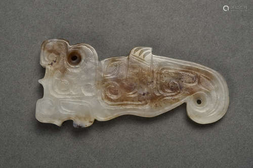 A WHITE AND RUSSET JADE ORNAMENT QING DYNASTY