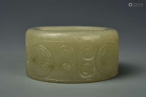 A WHITE JADE HAIR BAND QING DYNASTY