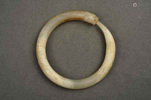 A WHITE JADE BANGLE HAN DYNASTY