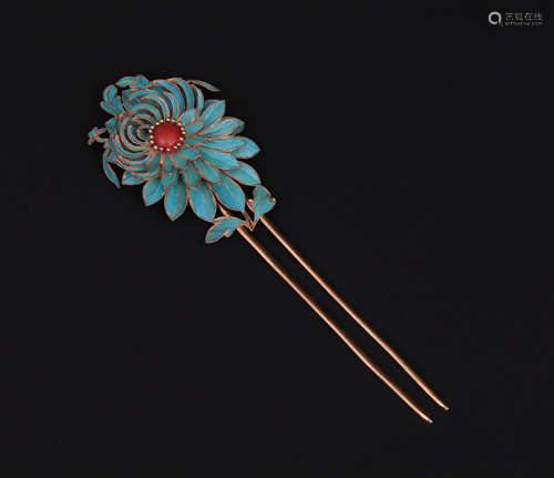 A KINGFISHER HAIRPINS QING DYNASTY