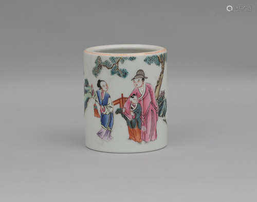 A FAMILLE ROSE BRUSH-POT DAOGUANG PERIOD