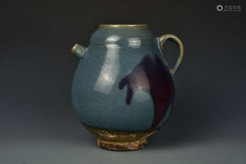 A PURPLE SPLASHED EWER MING DYNASTY