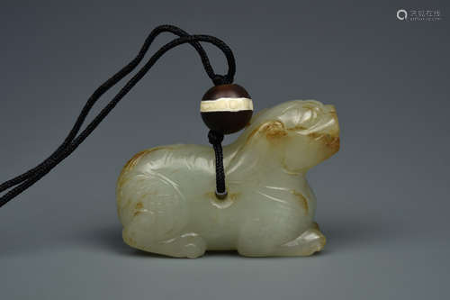 A WHITE JADE BEAST QING DYNASTY