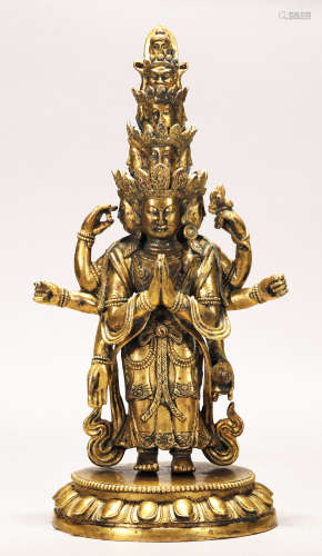 Qing Dynasty - A Gilt Buddha Statue
