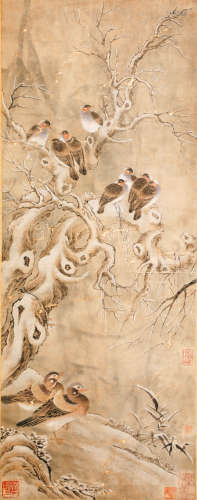 Qing Dynasty -  Sparrow Painting
