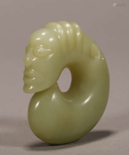 Hongshan Culture - Figure Face Jade Pendant