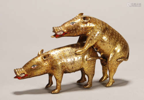 Qing Dynasty -  Gilt Pig